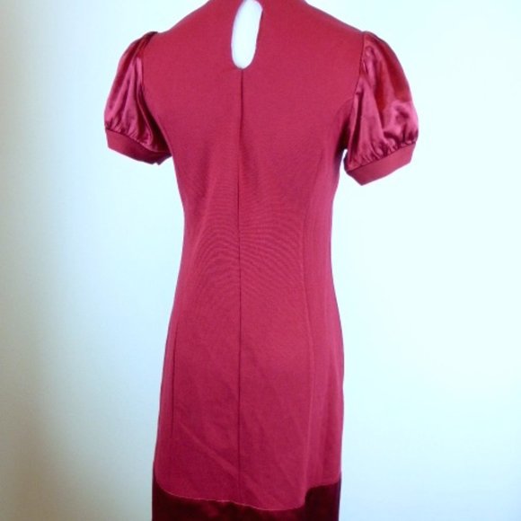 BEBE short sleeve silk DRESS cranberry red S - Picture 4 of 7